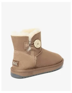 UGG Australian Shepherd Mini Button SheepSkin Boots in Brown