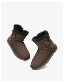 UGG Australian Shepherd Mini Button SheepSkin Boots in Chocholate