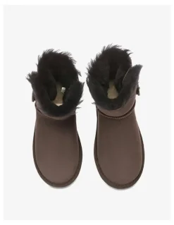 UGG Australian Shepherd Mini Button SheepSkin Boots in Chocholate