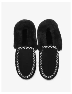 UGG Australian Shepherd Popo Cow Suede Moccasin Shoe in Black