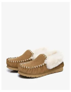 UGG Australian Shepherd Popo Cow Suede Moccasin Shoe in Brown