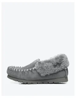 UGG Australian Shepherd Popo Cow Suede Moccasin Shoe in Grey