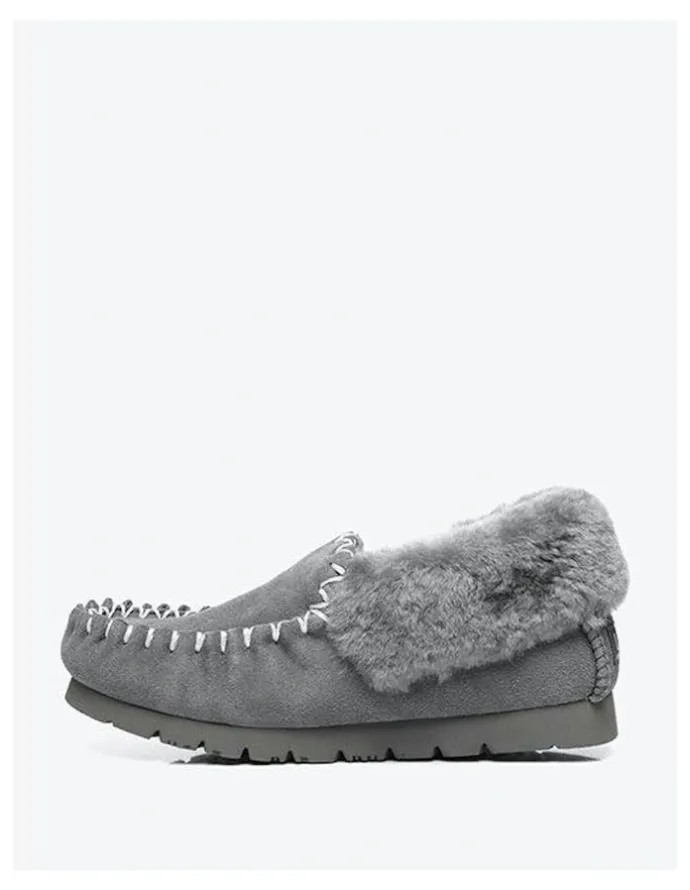 UGG Australian Shepherd Popo Cow Suede Moccasin Shoe in Grey