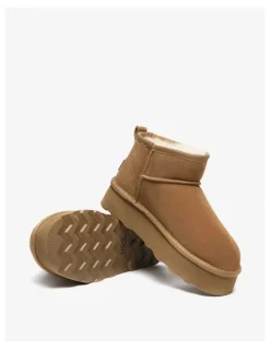 UGG Australian Shepherd Ronnie Thick Bottom Platform Boots in Chestnut