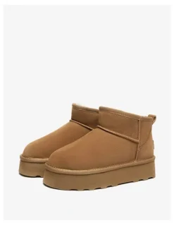 UGG Australian Shepherd Ronnie Thick Bottom Platform Boots in Chestnut