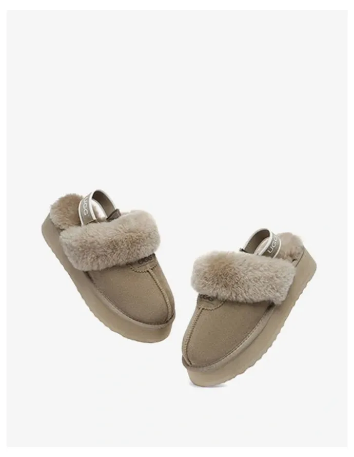 UGG Australian Shepherd Waffle Platform Cow Suede Platform Slippers in Caribou