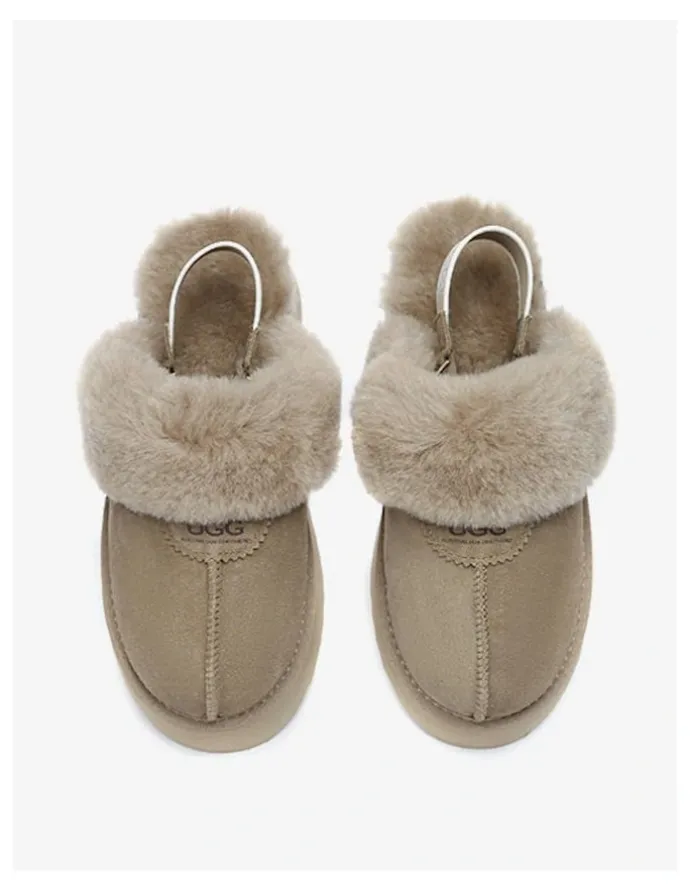 UGG Australian Shepherd Waffle Platform Cow Suede Platform Slippers in Caribou