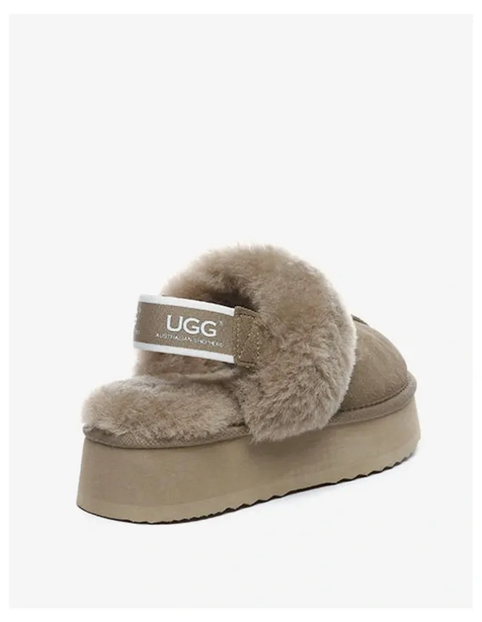 UGG Australian Shepherd Waffle Platform Cow Suede Platform Slippers in Caribou