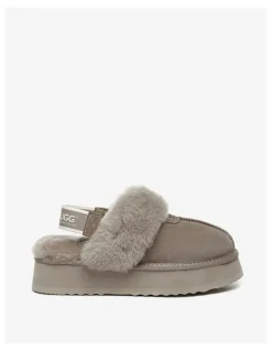 UGG Australian Shepherd Waffle Platform Cow Suede Platform Slippers in Brown