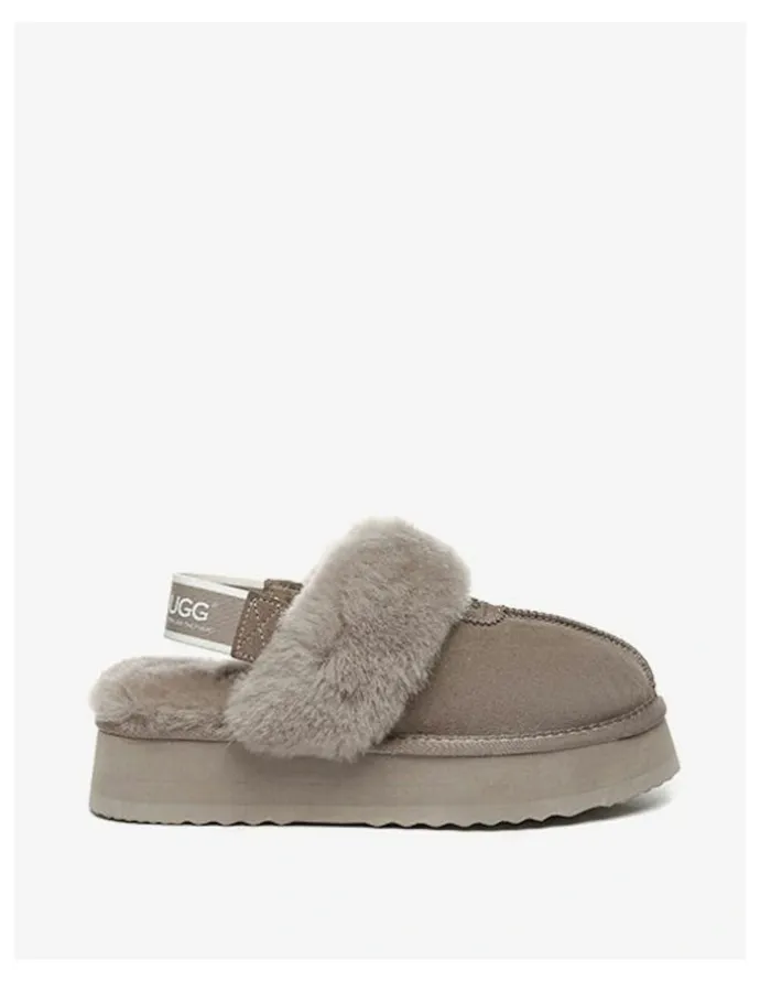 UGG Australian Shepherd Waffle Platform Cow Suede Platform Slippers in Brown