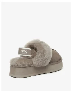 UGG Australian Shepherd Waffle Platform Cow Suede Platform Slippers in Brown