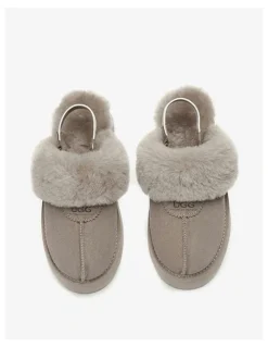 UGG Australian Shepherd Waffle Platform Cow Suede Platform Slippers in Brown