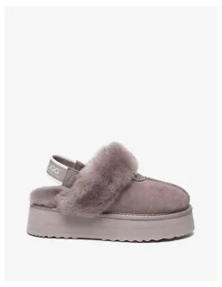 UGG Australian Shepherd Waffle Platform Cow Suede Slippers in Dawn Pink
