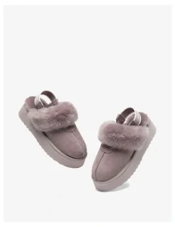 UGG Australian Shepherd Waffle Platform Cow Suede Slippers in Dawn Pink