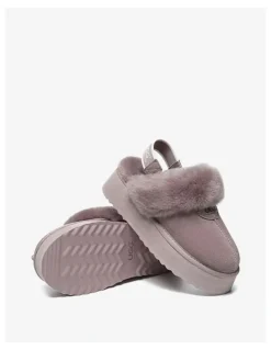 UGG Australian Shepherd Waffle Platform Cow Suede Slippers in Dawn Pink