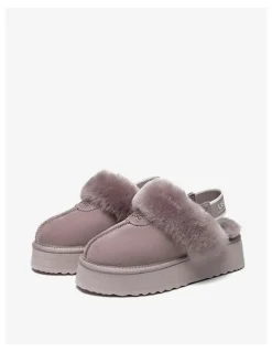 UGG Australian Shepherd Waffle Platform Cow Suede Slippers in Dawn Pink