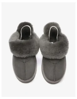 UGG Australian Shepherd Waffle Platform Cow Suede Platform Slippers in Grey