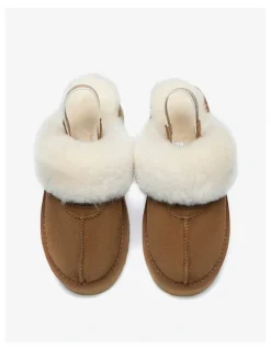 UGG Australian Shepherd Waffle Cow Suede Platform Slippers in Chestnut