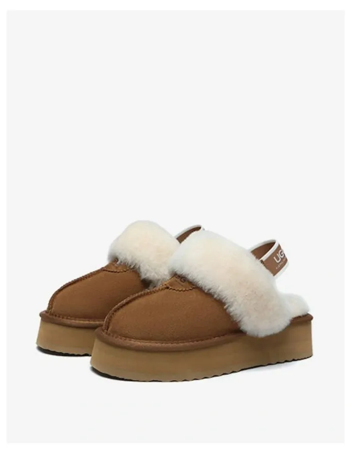 UGG Australian Shepherd Waffle Cow Suede Platform Slippers in Chestnut