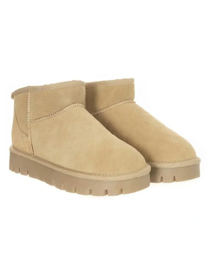 Uggaroo Lucie Mini Platform Slipper Boots in Beige