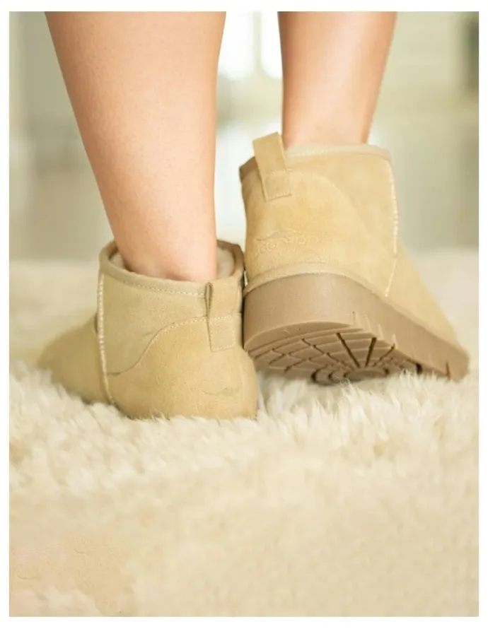 Uggaroo Lucie Mini Platform Slipper Boots in Beige