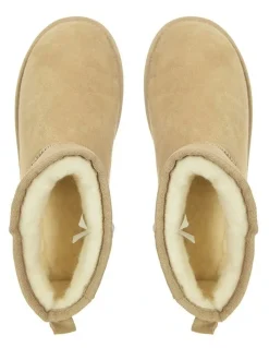 Uggaroo Lucie Mini Platform Slipper Boots in Beige