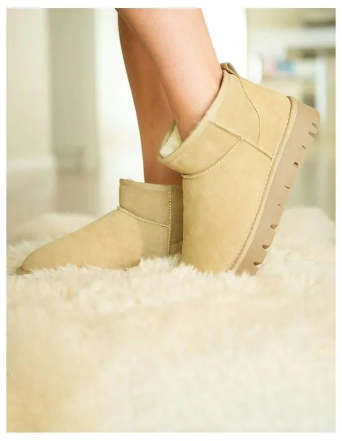 Uggaroo Lucie Mini Platform Slipper Boots in Beige