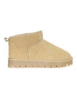 Uggaroo Lucie Mini Platform Slipper Boots in Beige