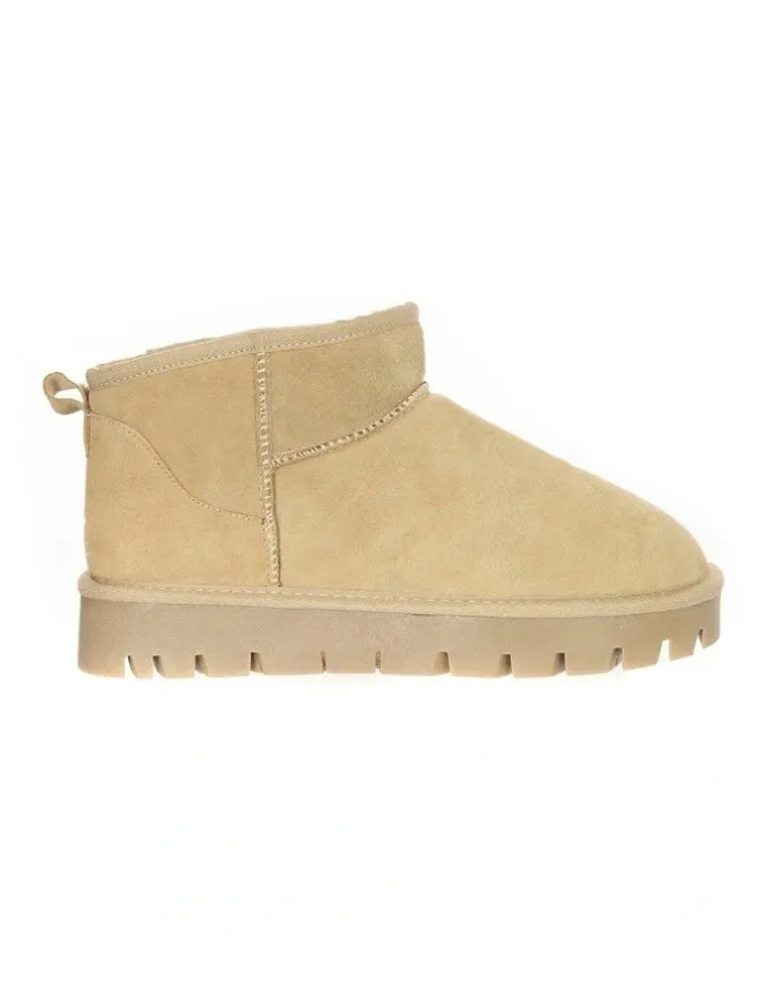 Uggaroo Lucie Mini Platform Slipper Boots in Beige