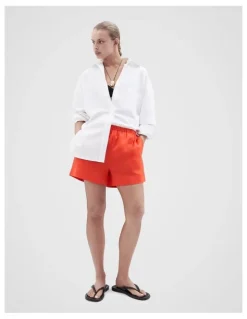 Unison Essential Linen Shorts in Red