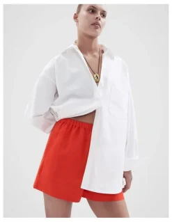 Unison Essential Linen Shorts in Red