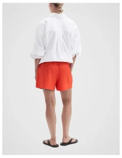 Unison Essential Linen Shorts in Red