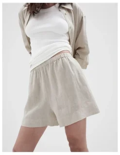 Unison Essential Linen Shorts in Grey