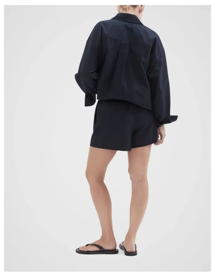 Unison Oxford Pull On Shorts in Navy