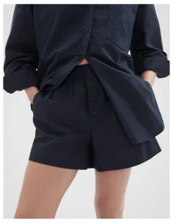 Unison Oxford Pull On Shorts in Navy