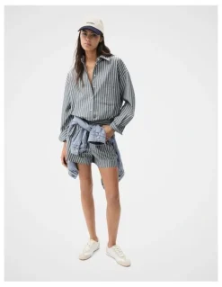 Unison Oxford Pull On Shorts in Navy Multi