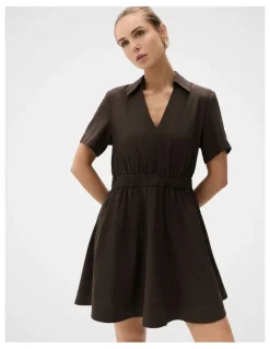 Unison Collared V Neck Dress