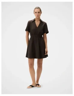 Unison Collared V Neck Dress
