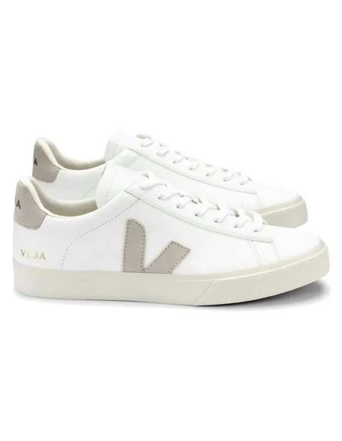 Veja Campo Chromefree Leather Extra Shoes in White/Natural Suede