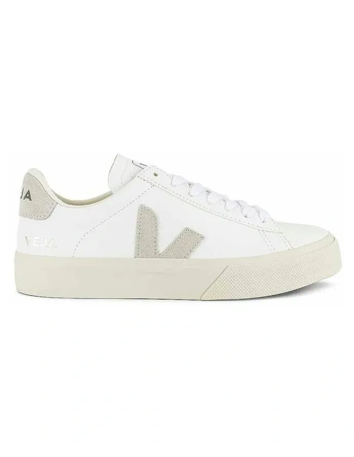 Veja Campo Chromefree Leather Extra Shoes in White/Natural Suede