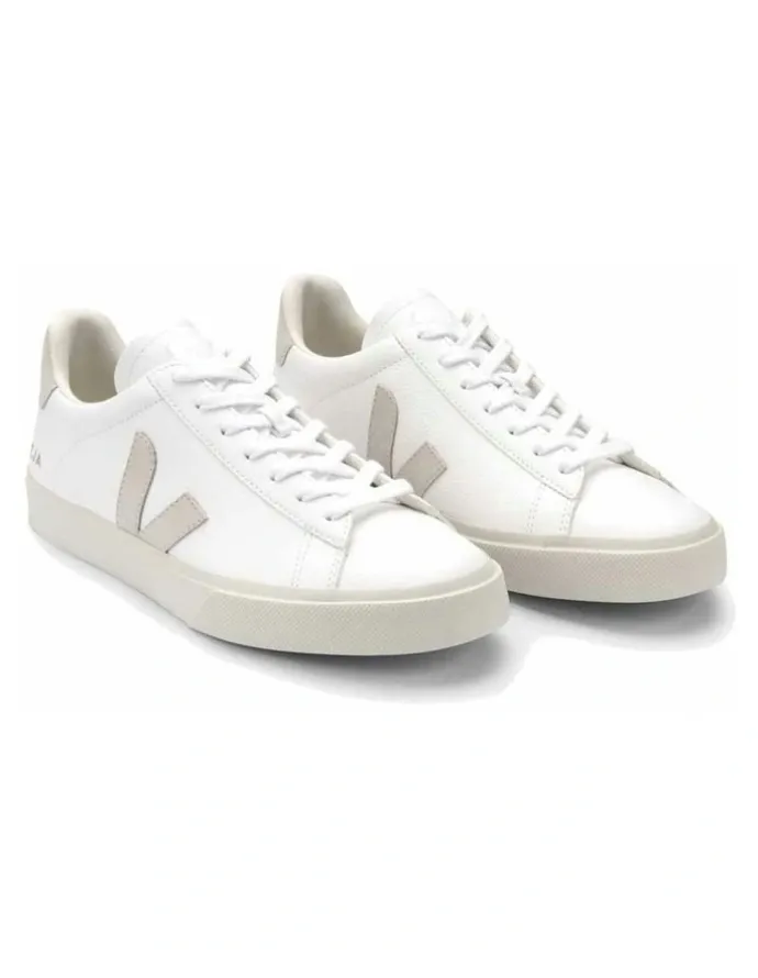 Veja Campo Chromefree Leather Extra Shoes in White/Natural Suede