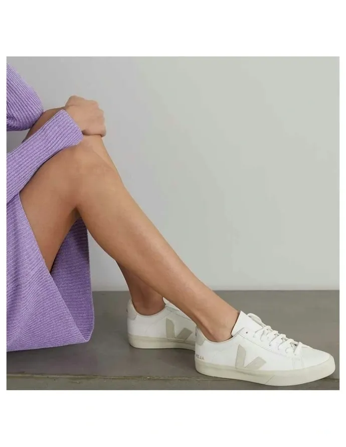 Veja Campo Chromefree Leather Extra Shoes in White/Natural Suede