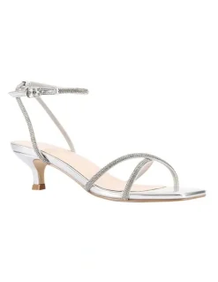 Verali Ally Kitten Heel Sandals in Silver