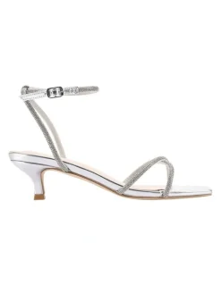 Verali Ally Kitten Heel Sandals in Silver