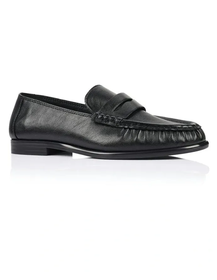 Verali Angel Loafers in Black Crinkle