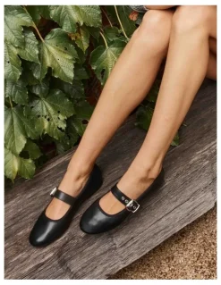 Verali Banks Buckled Mary-Jane Flats in Red Patent