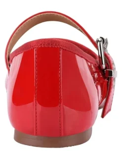 Verali Banks Buckled Mary-Jane Flats in Red Patent
