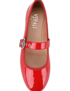 Verali Banks Buckled Mary-Jane Flats in Red Patent