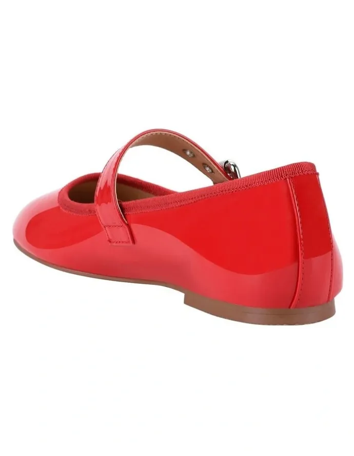 Verali Banks Buckled Mary-Jane Flats in Red Patent