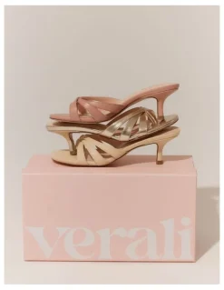 Verali Beau Kitten Heel Thongs in Champagne Gold